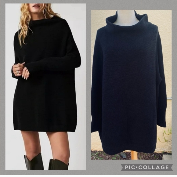Free People Sweaters - Free People Ottoman Tunic Sweater Small Slouchy Cowl Neck Black